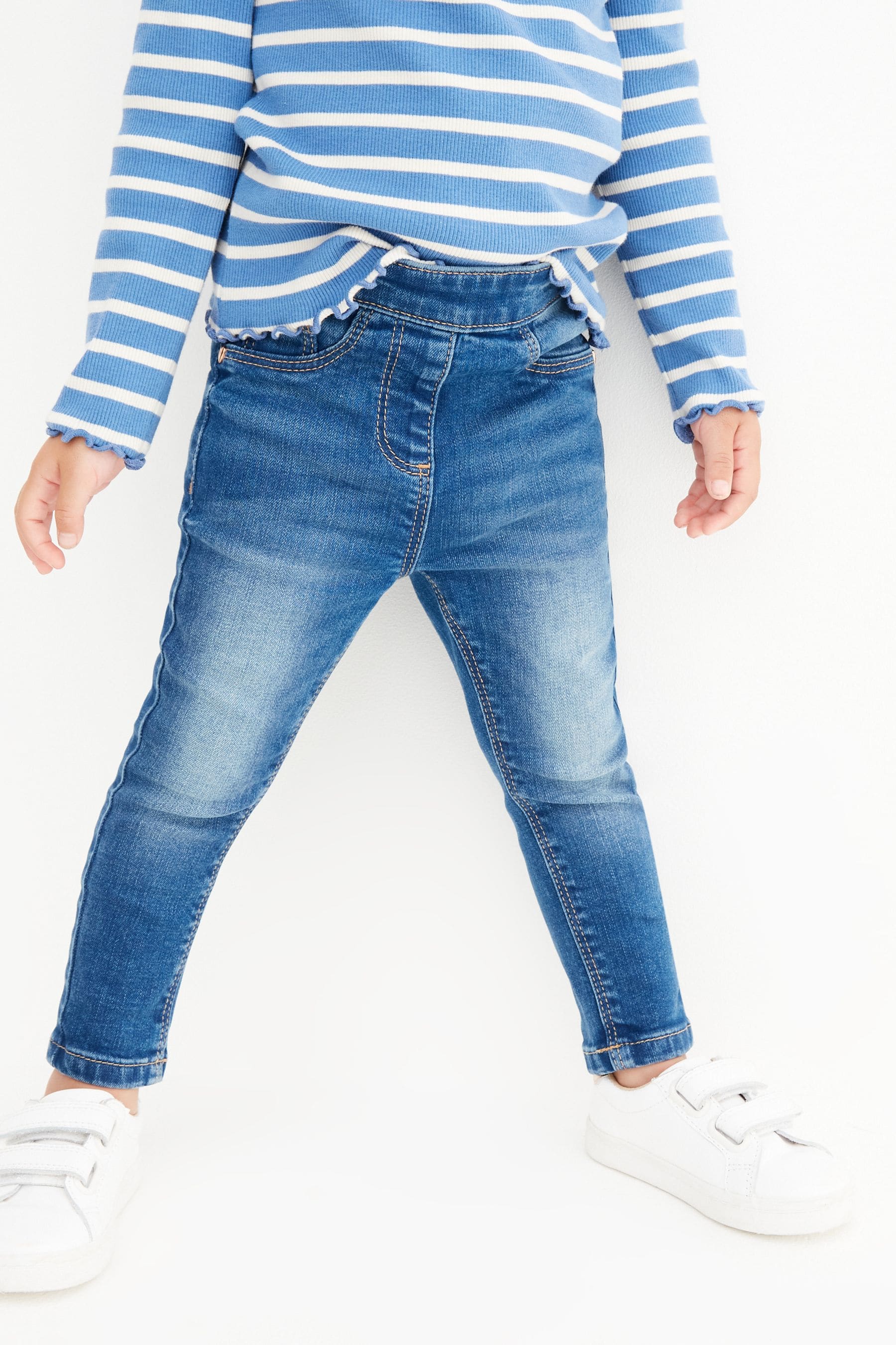 Women's denim jeggings with elastic waist sale