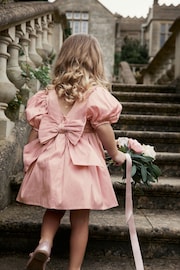 Pink Taffeta Flower Girl Bow Dress (3mths-10yrs) - Image 3 of 7