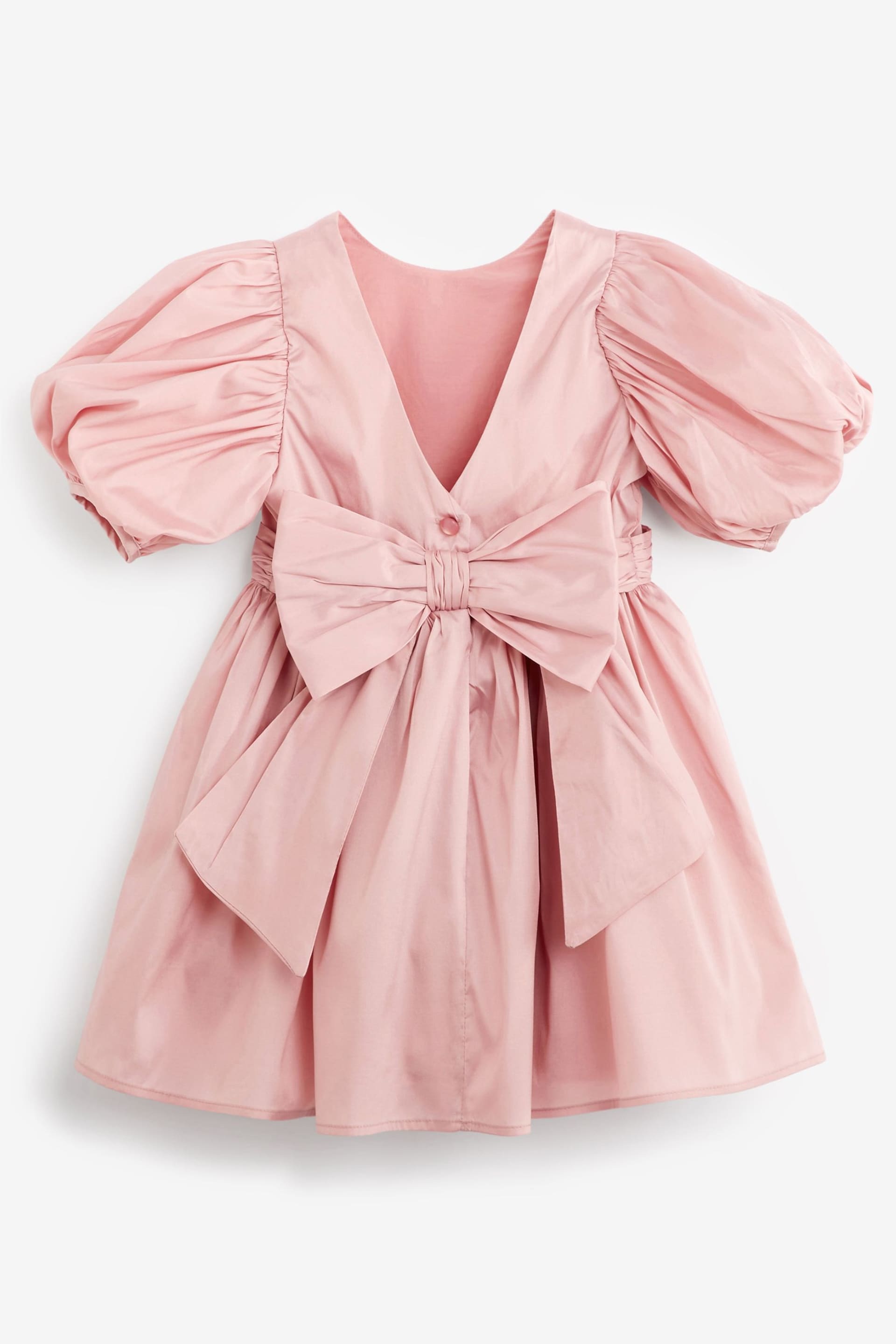Pink Taffeta Flower Girl Bow Dress (3mths-10yrs) - Image 6 of 7