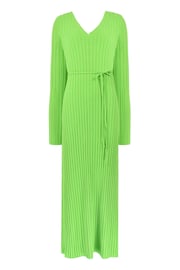 Ro&Zo Green Lime Wide Rib Knit V-Neck Dress - Image 5 of 6