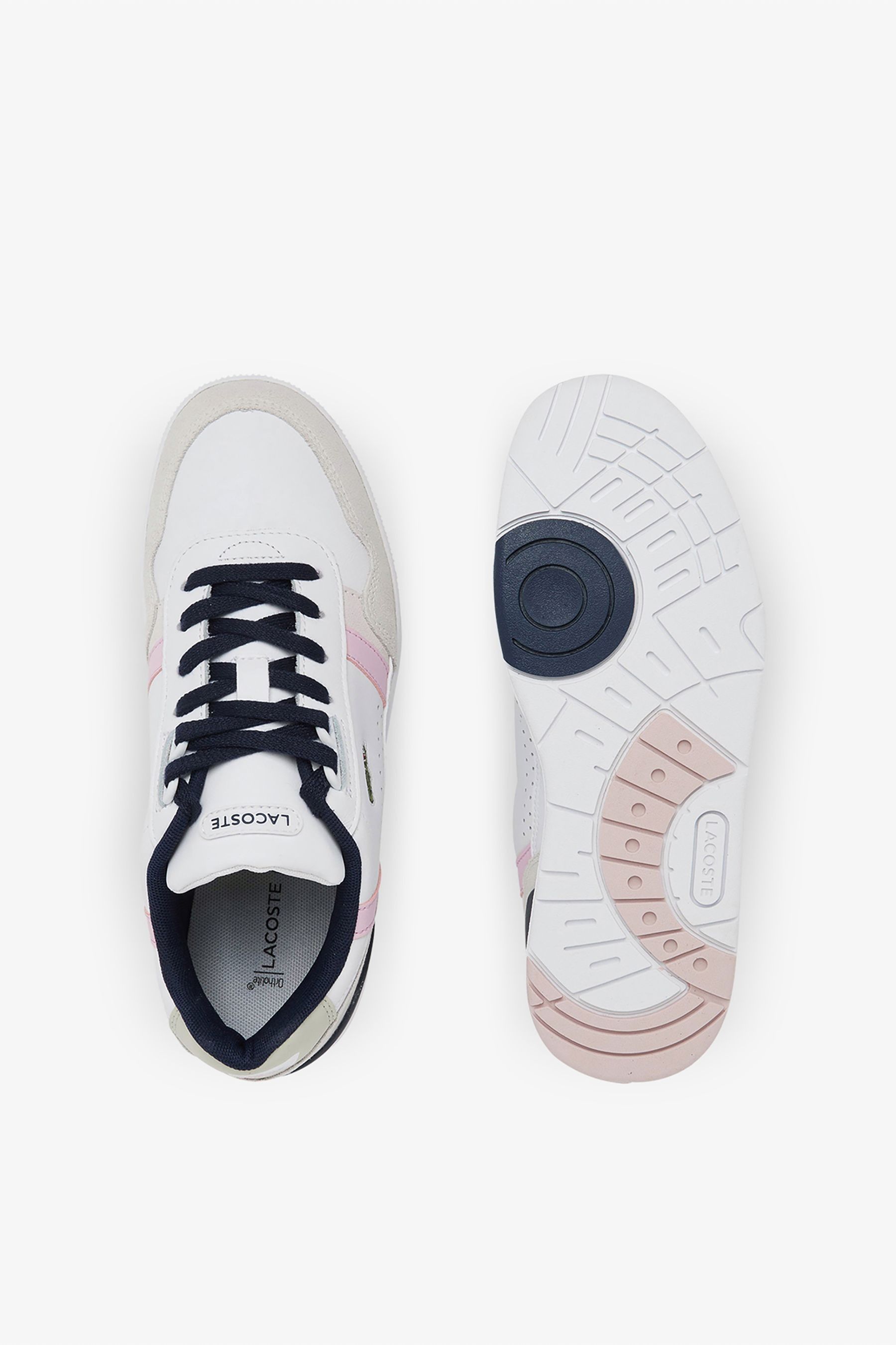 Buy Lacoste Womens White T Clip Leather Colour Pop Trainers from Next Lithuania