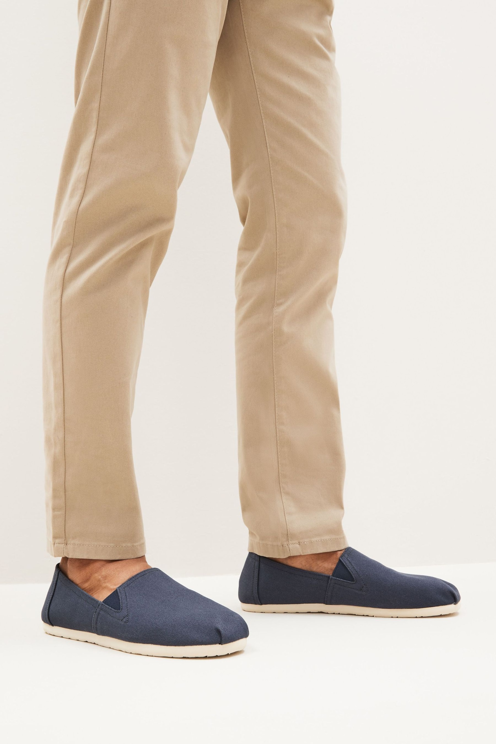 Navy Blue Canvas Slip-On Shoes - Image 1 of 5