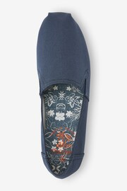 Navy Blue Canvas Slip-On Shoes - Image 4 of 5