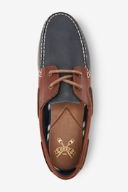 Navy Blue Leather Boat Shoes - Image 4 of 5