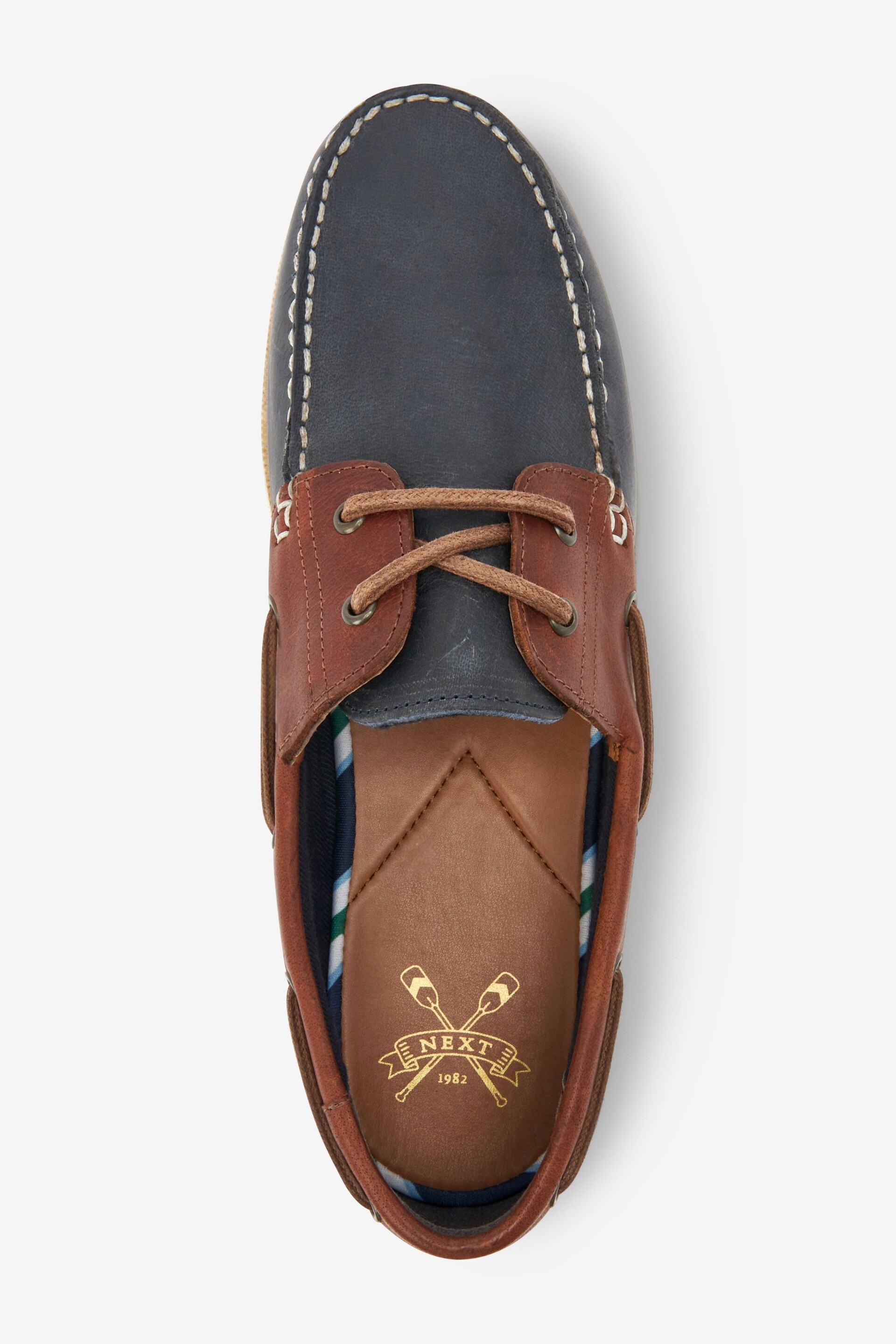 Navy Blue Leather Boat Shoes - Image 4 of 5