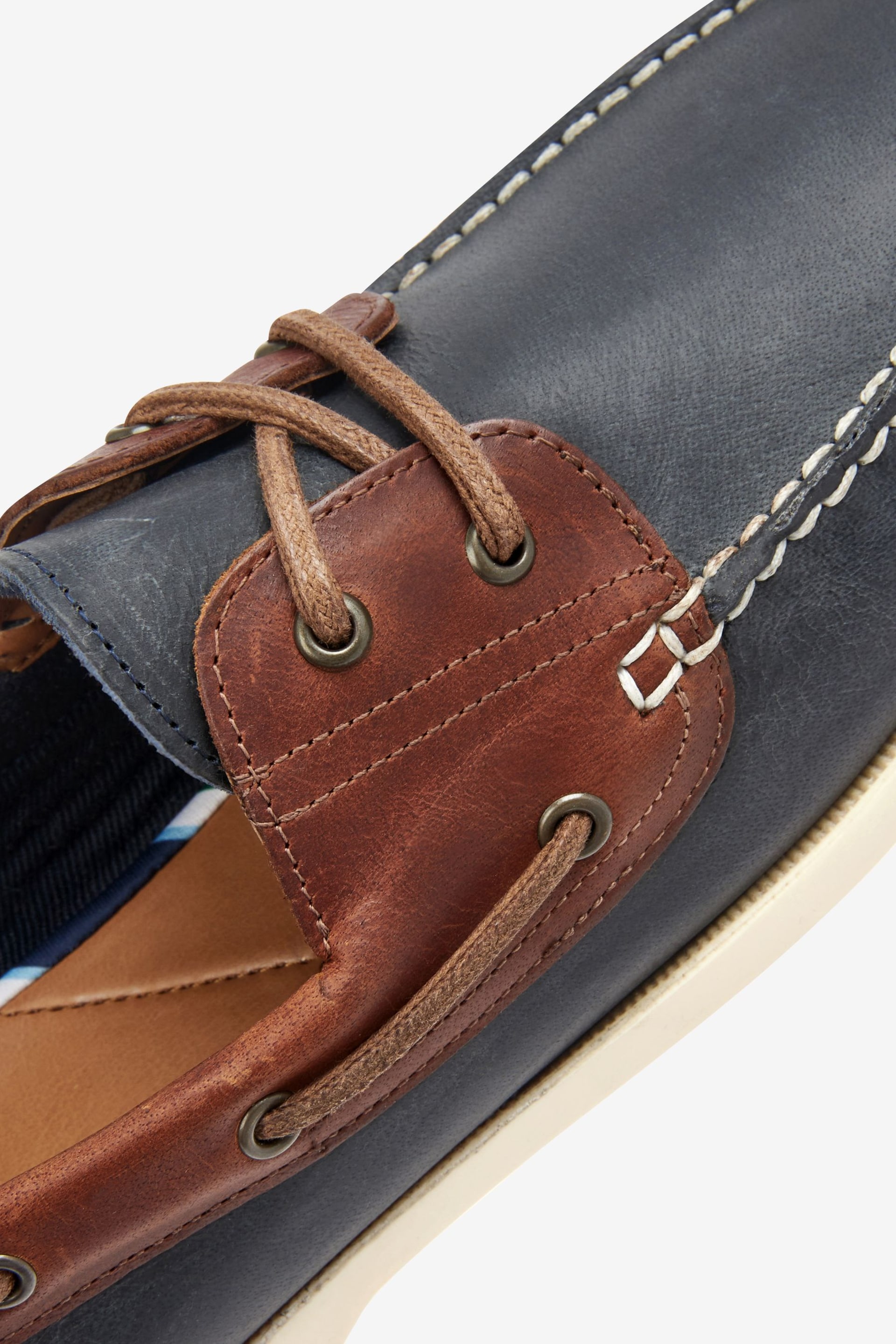 Navy Blue Leather Boat Shoes - Image 5 of 5