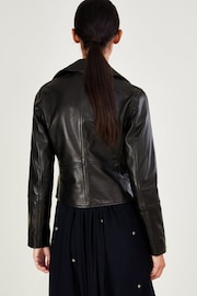 Monsoon Black Leather Biker Jacket - Image 2 of 7