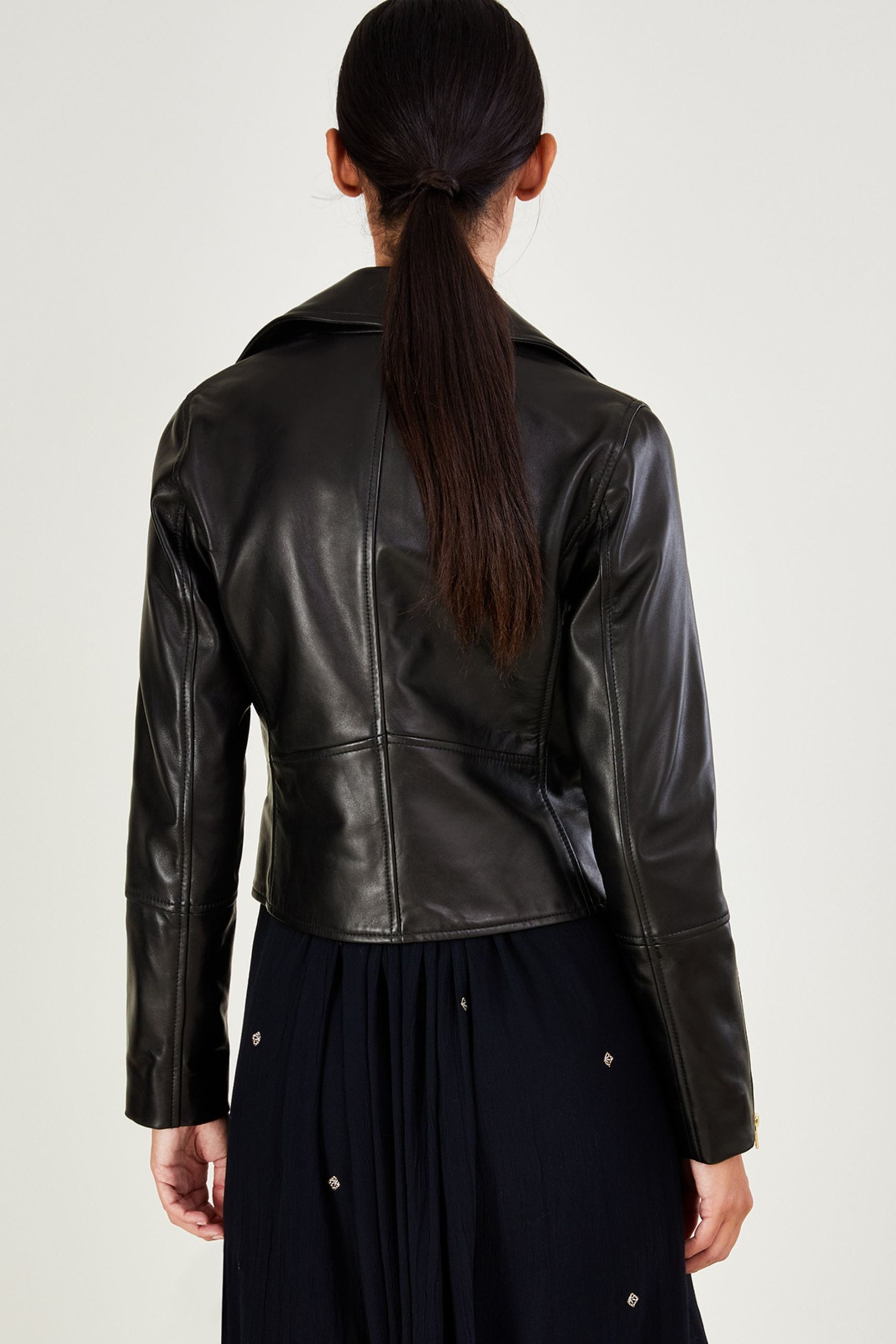 Buy Monsoon Black Leather Biker Jacket from Next Luxembourg