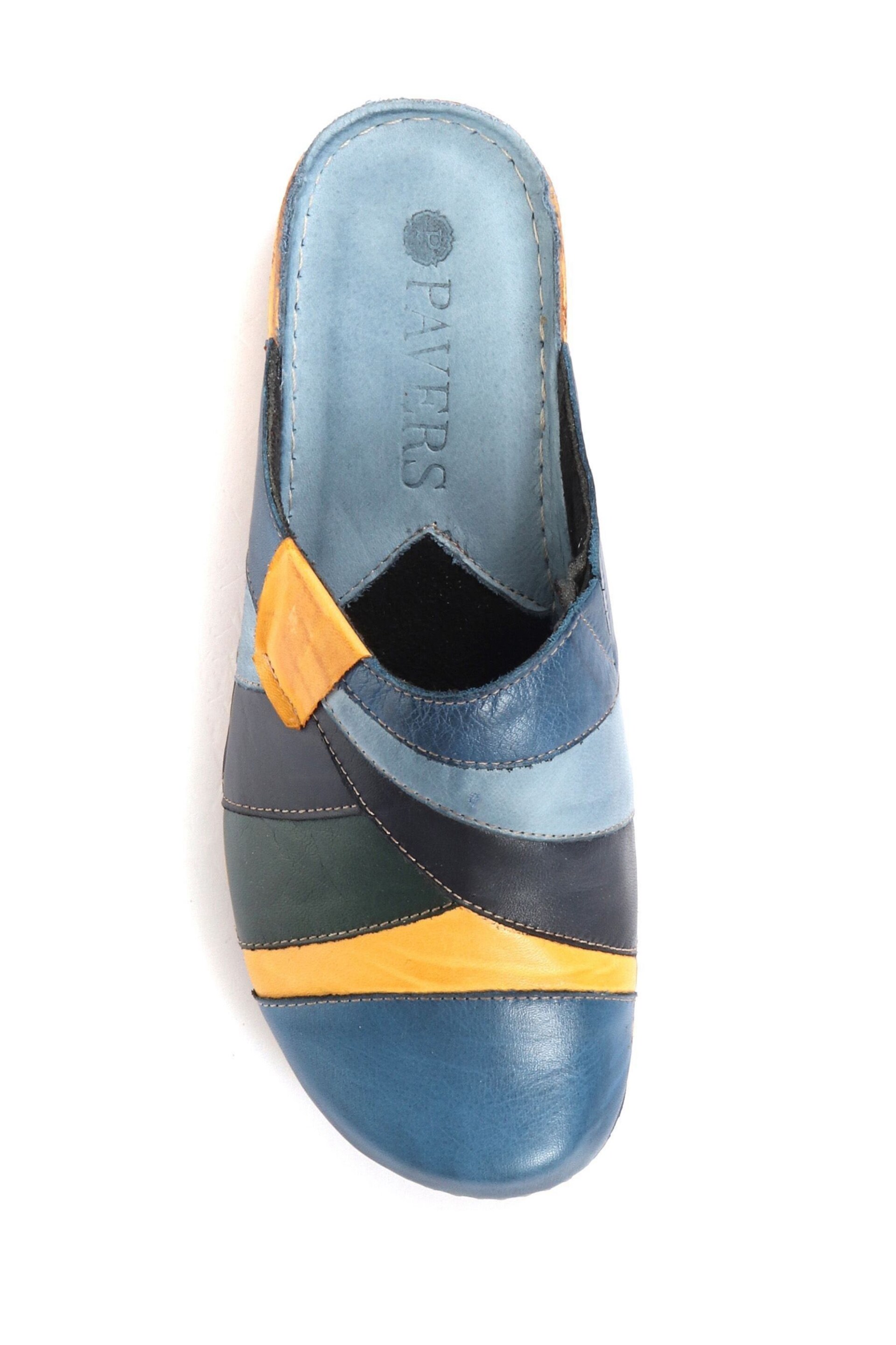 Pavers Blue Ladies Leather Wedge Heel Clogs - Image 2 of 5