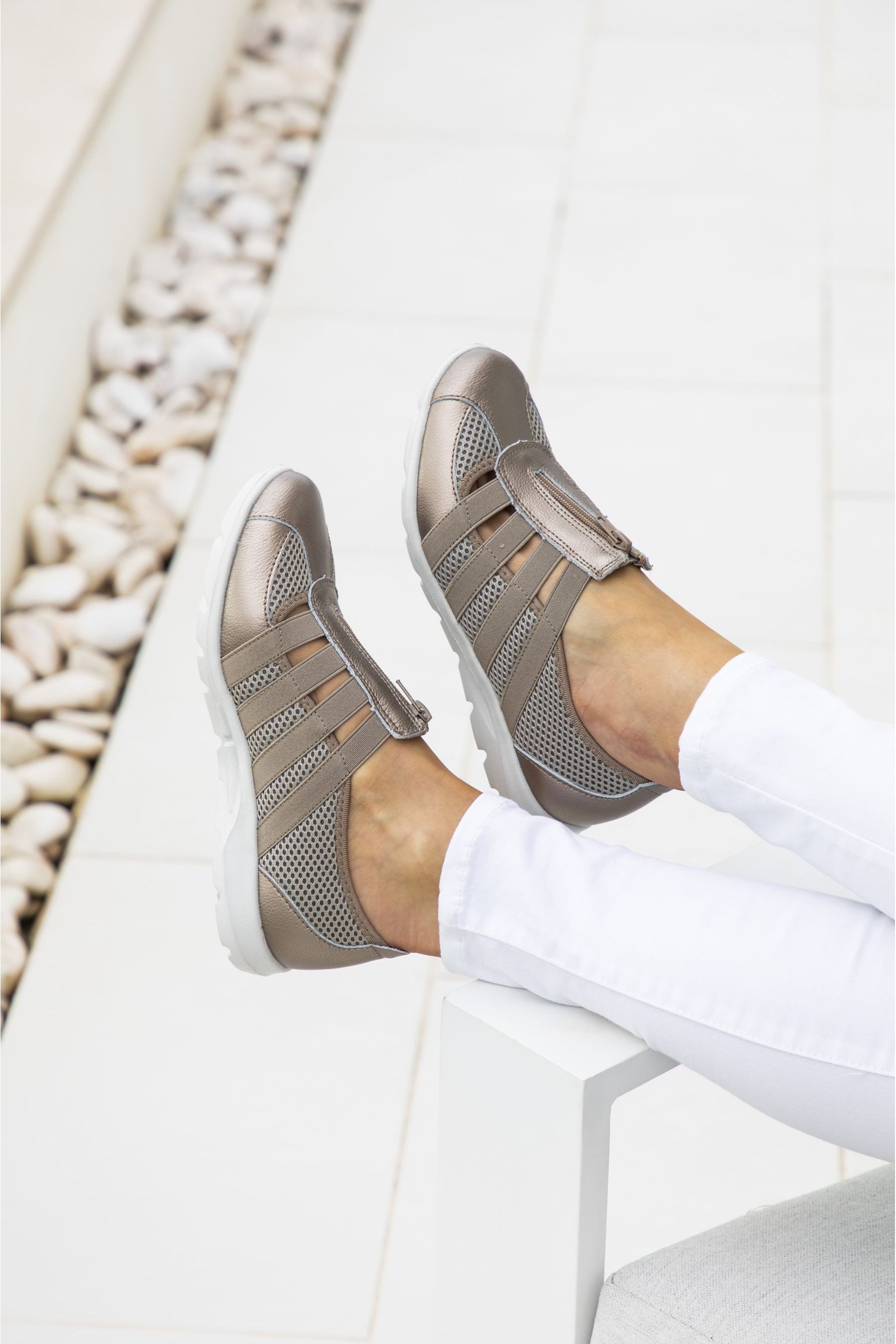 Pavers Pewter Ladies Wide Fit Casual Slip On Shoes
