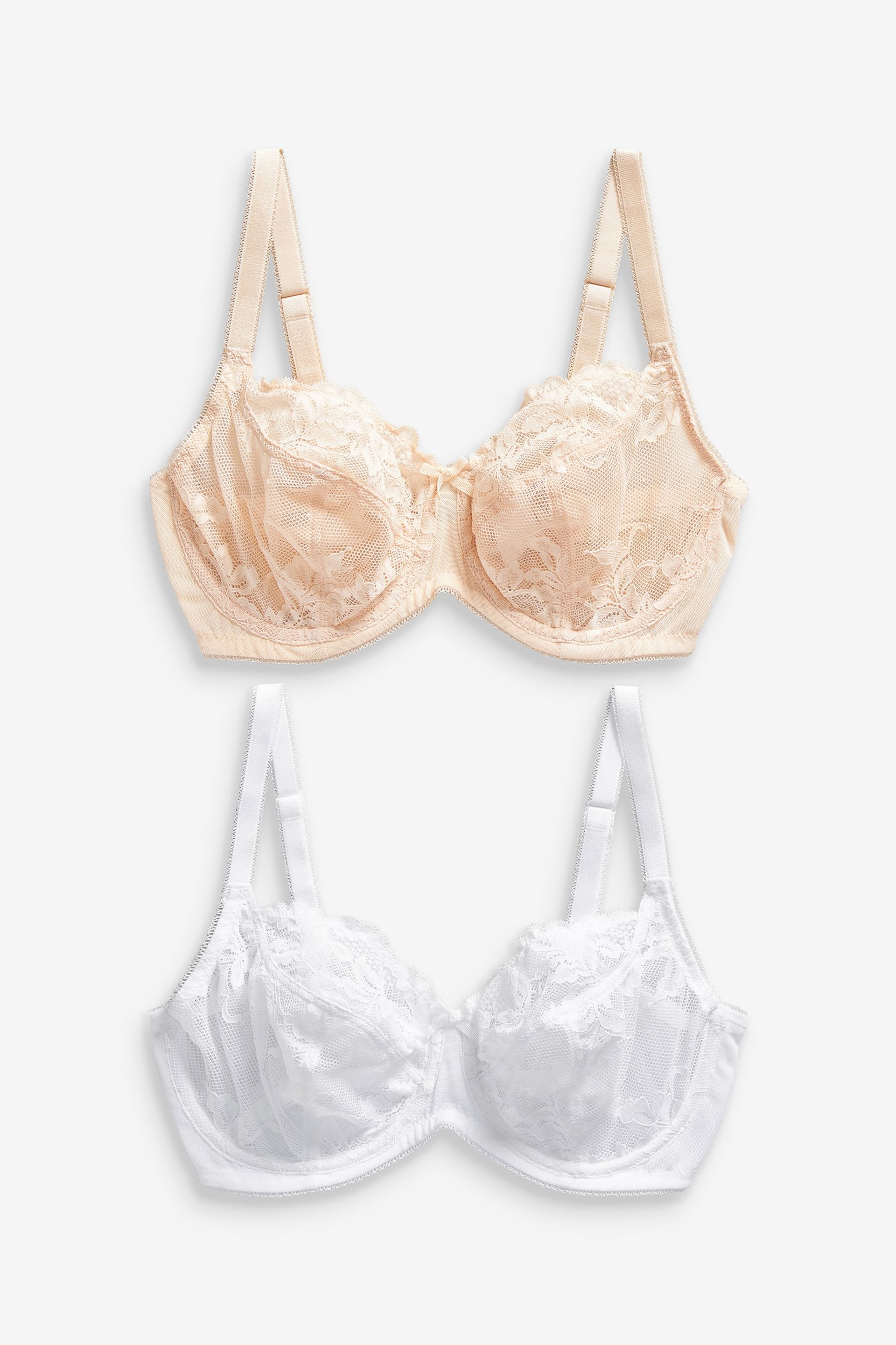 Nude/White Non Pad Balcony DD+ Lace Bras 2 Pack - Image 4 of 6