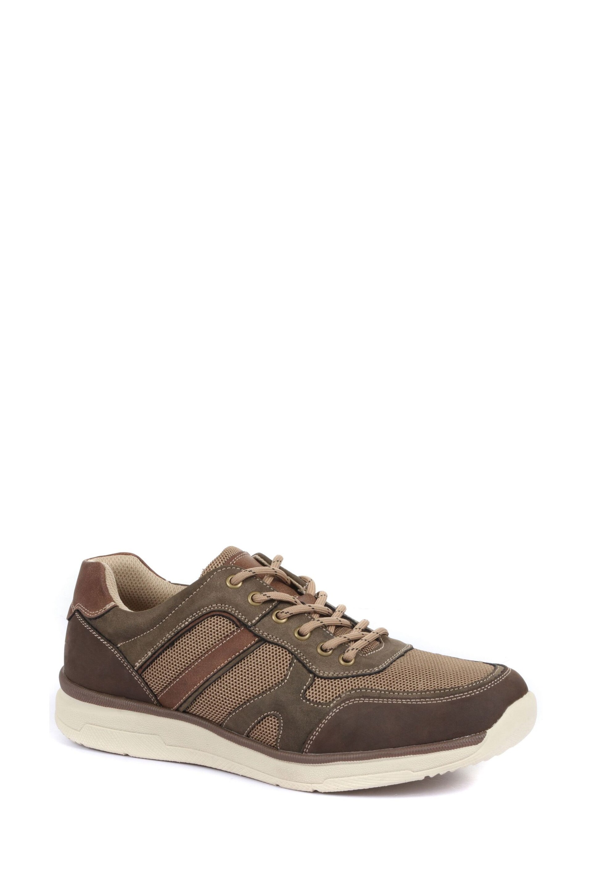 Pavers Brown Mens Wide Fit Trainers - Image 2 of 5
