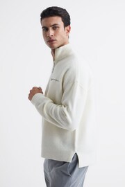 Reiss Ecru Plaza Relaxed Fit Hybrid Funnel Jumper - Image 6 of 6