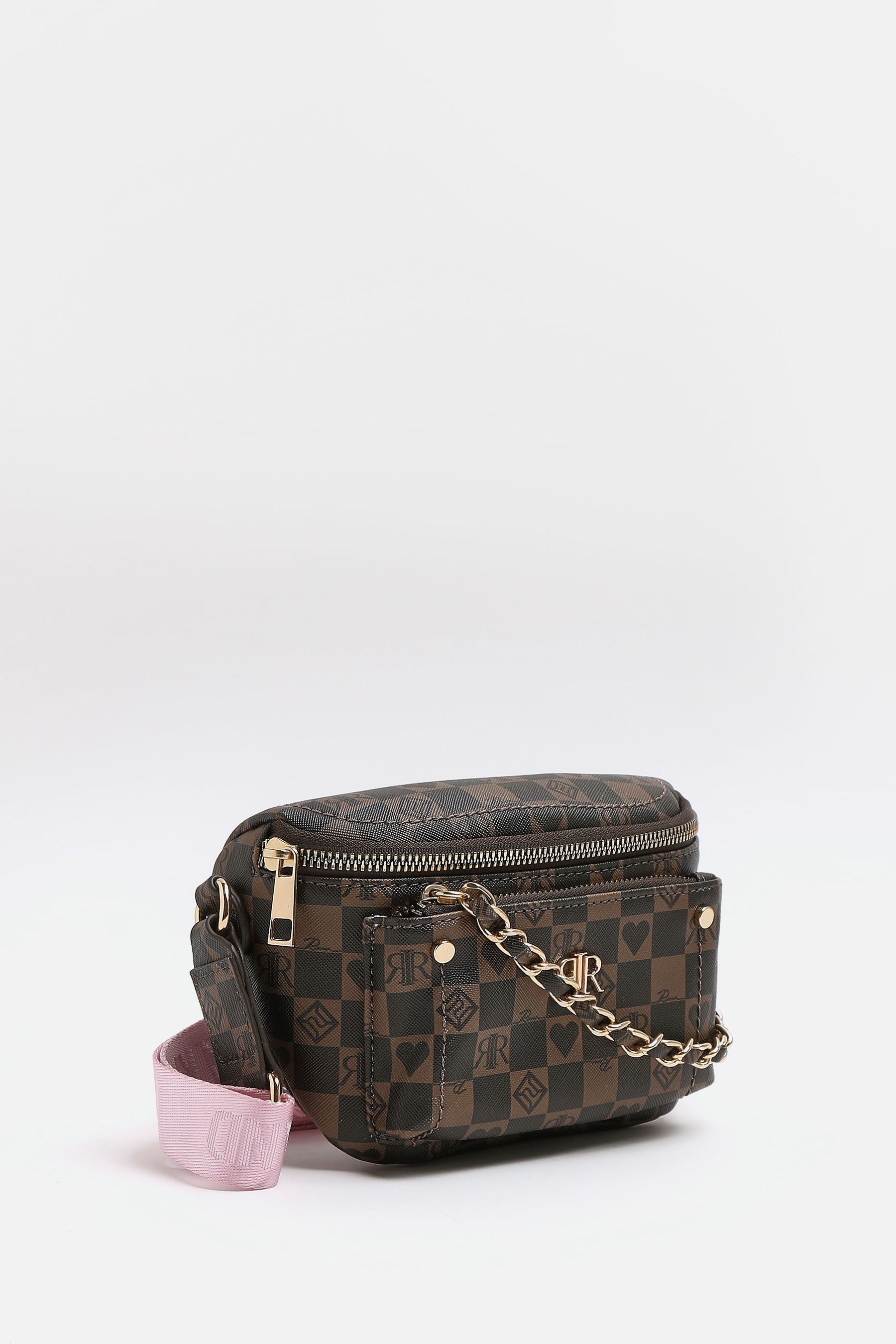 Buy River Island Girls Brown Checkerboard Curved X Body Bag from Next Poland