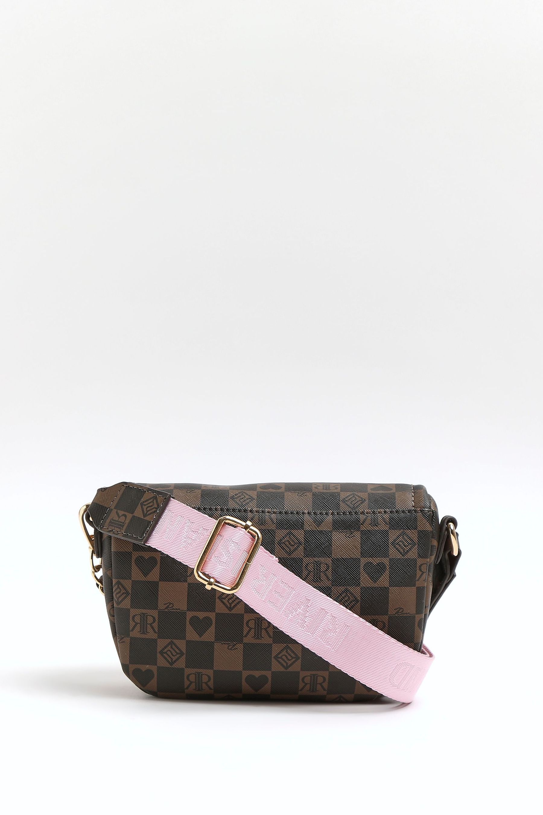 Buy River Island Girls Brown Checkerboard Curved X Body Bag from Next Poland