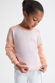 Reiss Pink/Orange Audrey Junior Colourblock Crew Neck Jumper - Image 1 of 6