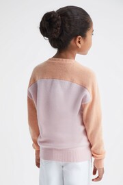 Reiss Pink/Orange Audrey Junior Colourblock Crew Neck Jumper - Image 5 of 6