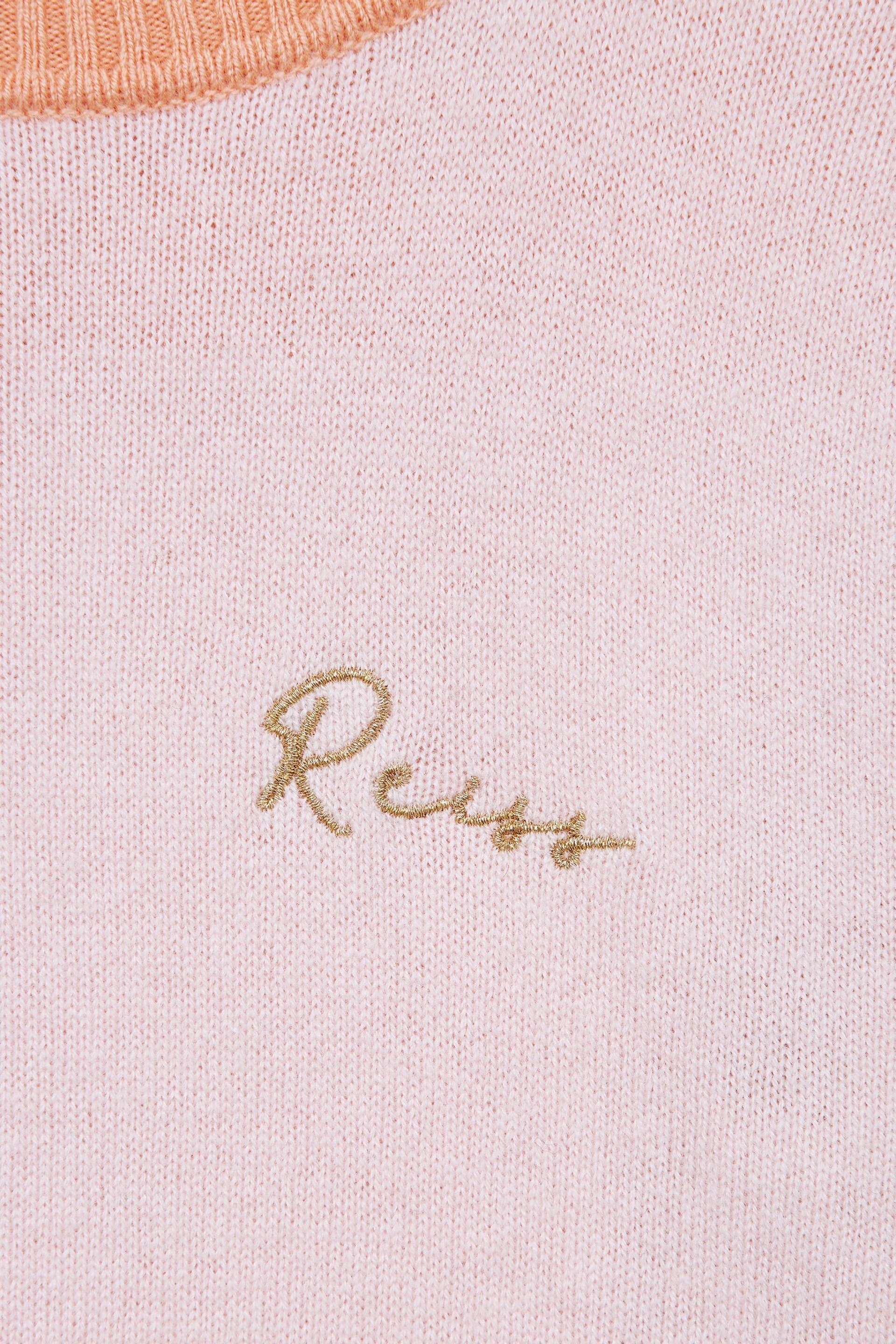 Reiss Pink/Orange Audrey Junior Colourblock Crew Neck Jumper - Image 6 of 6