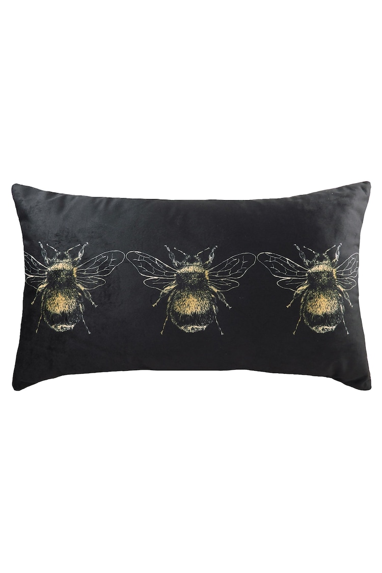 Evans Lichfield Gold Bee Velvet Polyester Filled Cushion - Image 1 of 2