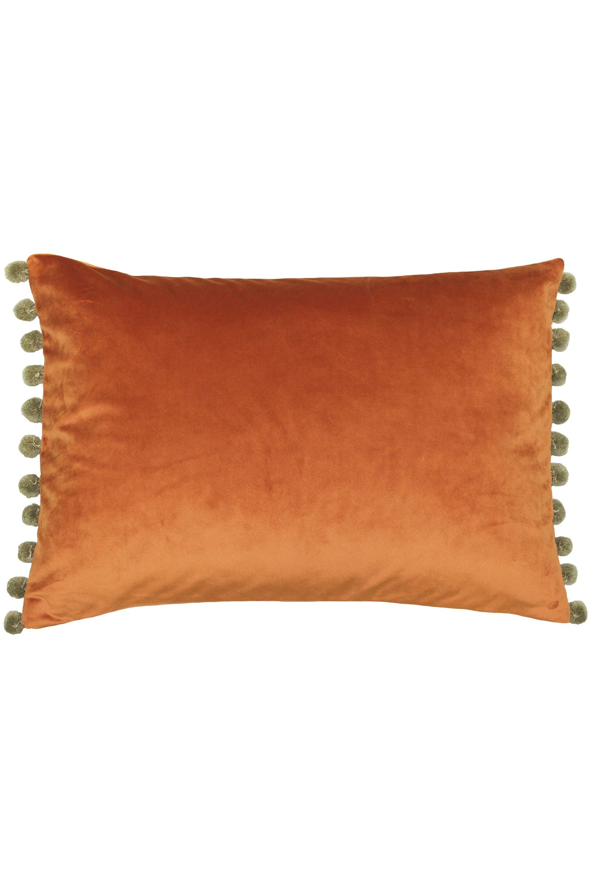 Riva Paoletti Rust Orange/Khaki Green Fiesta Velvet Polyester Filled Cushion - Image 1 of 2