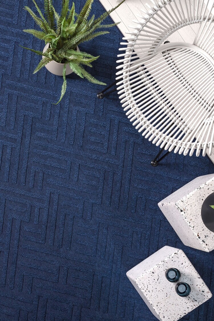 Asiatic Rugs Blue Indoor/Outdoor Antibes Linear Rug - Image 1 of 4