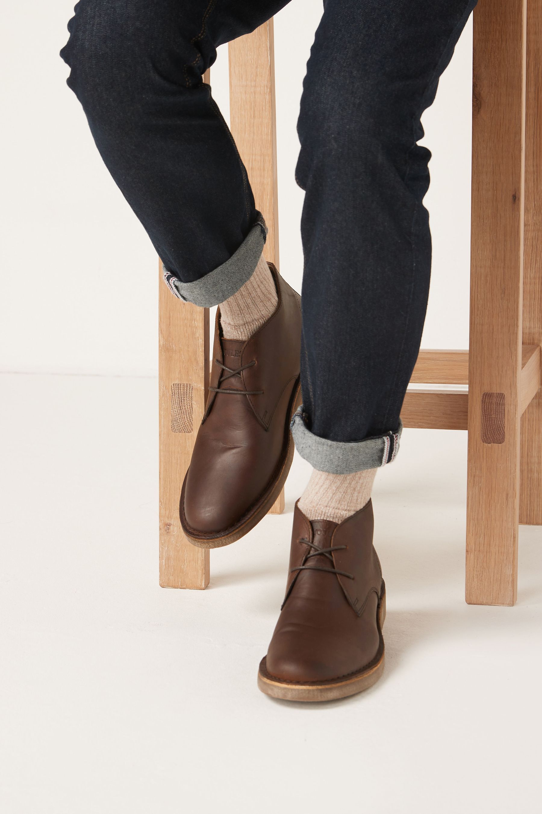 Suit with desert boots deals