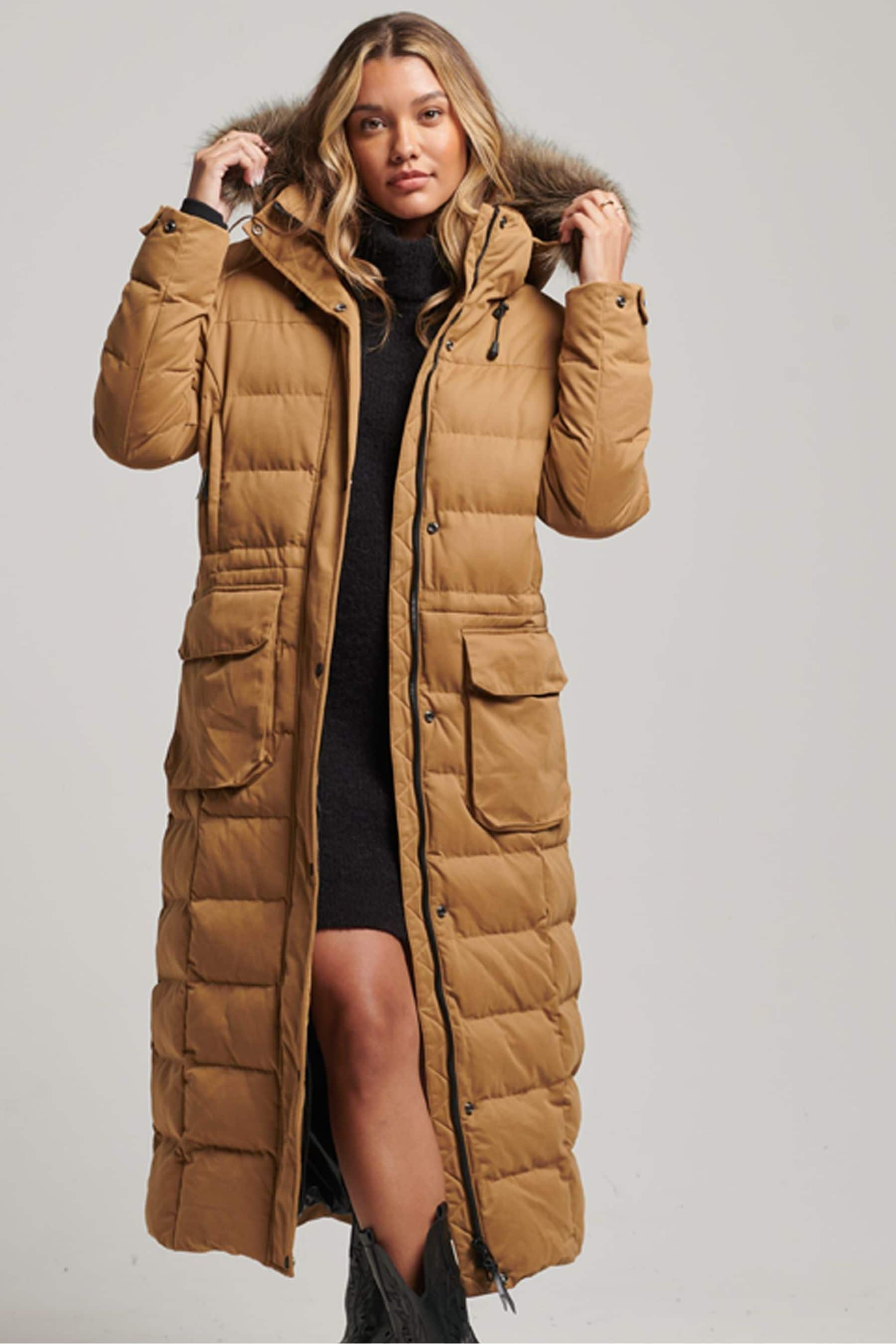 Buy Superdry Brown Microfibre Expedition Longline Womens Parka Coat from Next Lithuania