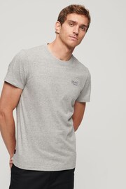 Superdry Grey Organic Cotton Vintage Embroidered T-Shirt - Image 1 of 7