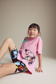 Pink Oversized T-Shirt and Cycle Shorts Set (3-16yrs) - Image 1 of 5