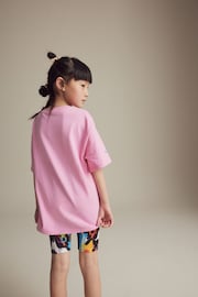 Pink Oversized T-Shirt and Cycle Shorts Set (3-16yrs) - Image 4 of 5