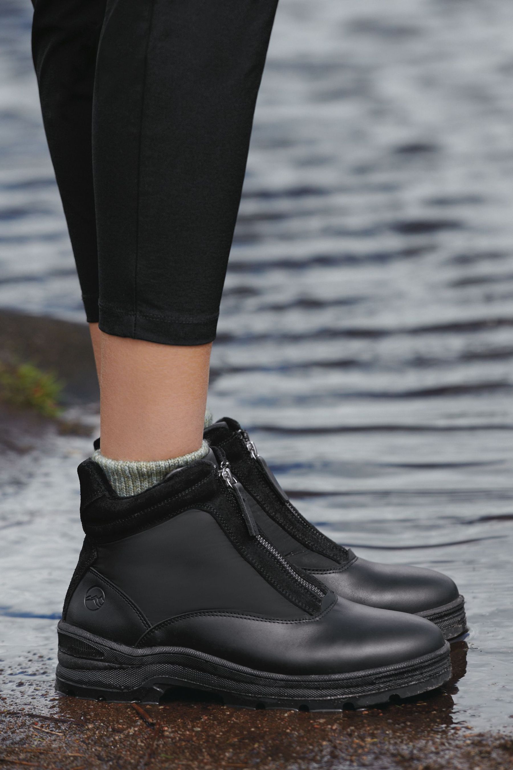 Buy Black Waterproof Signature Front Zip Hiker Boots from Next Luxembourg