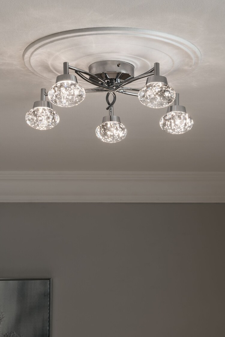 Chrome Cora 5 Light Flush Ceiling Light Also Suitable for Use in Bathrooms - Image 1 of 7