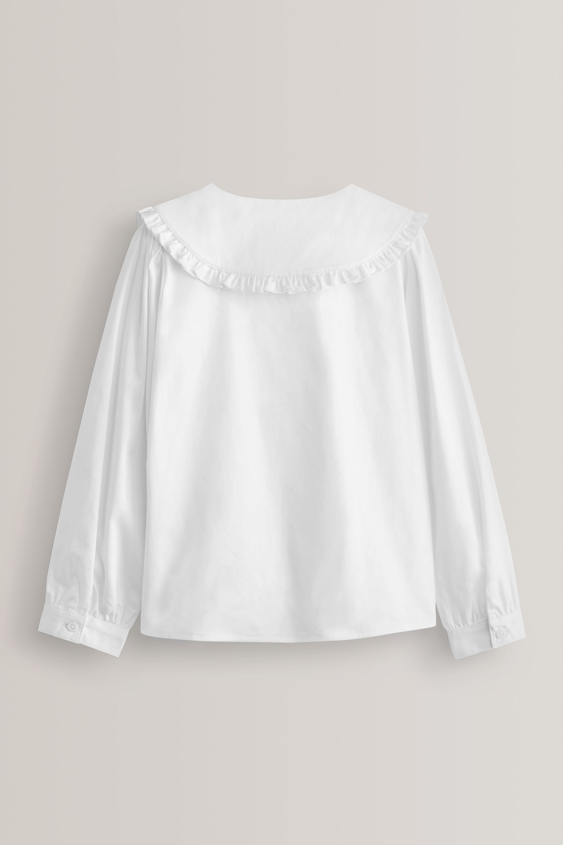 White long sleeve blouse with collar outlet
