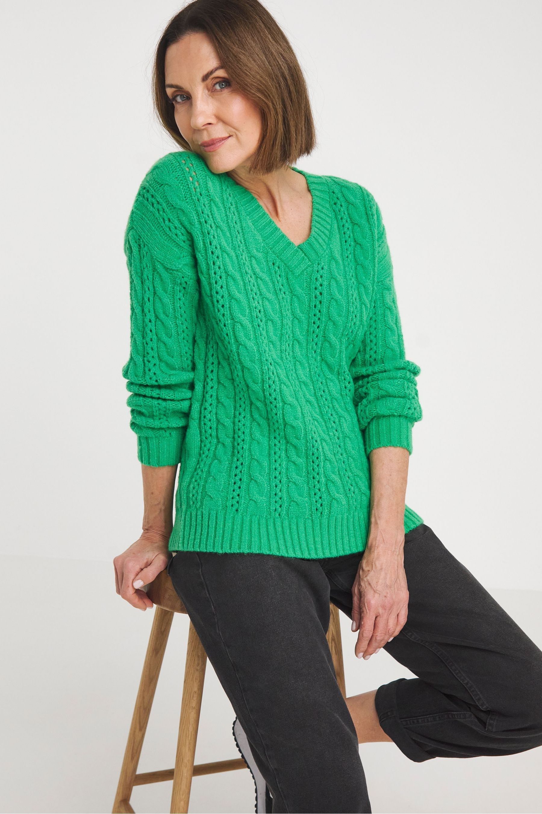Buy JD Williams V Neck Cable Jumper from Next Germany