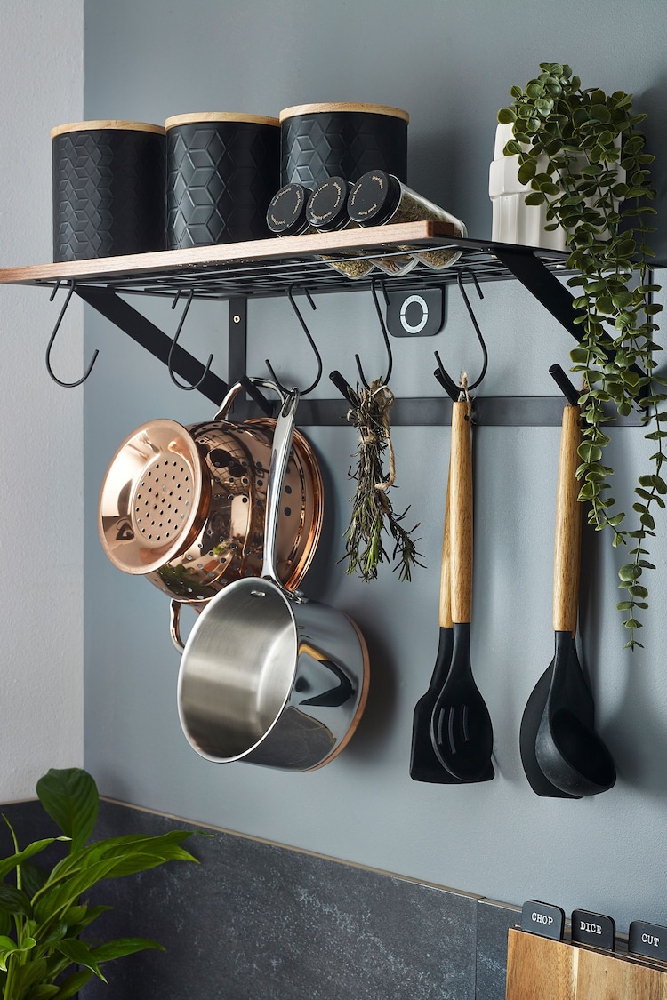 Buy Black Bronx Wall Hanging Kitchen Pan Shelf from the Next UK online shop