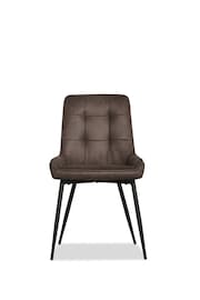 Set of 2 Monza Faux Leather Peppercorn Brown Cole Non Arm Dining Chairs - Image 4 of 7