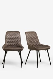 Set of 2 Monza Faux Leather Peppercorn Brown Hamilton Non Arm Dining Chairs - Image 3 of 5