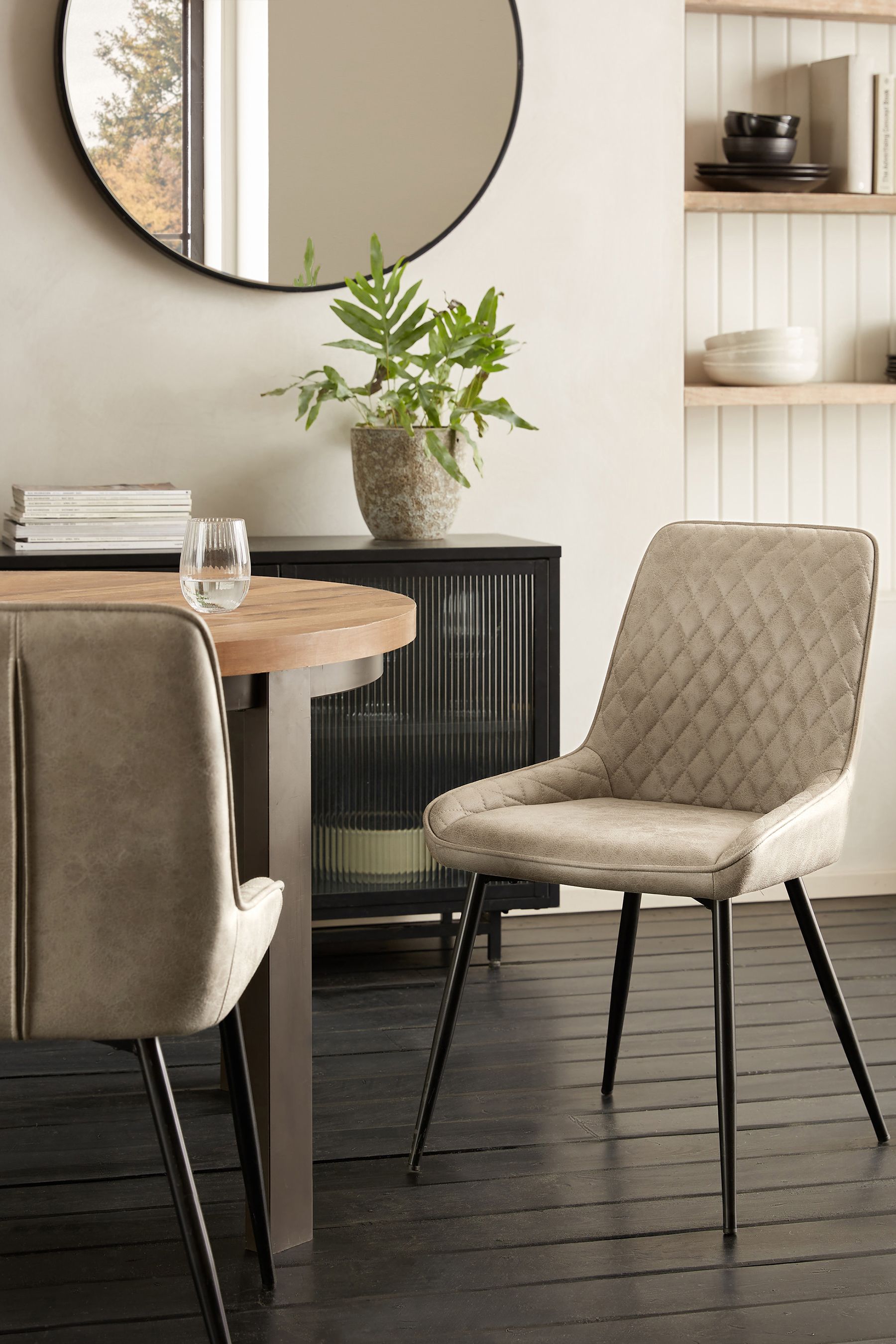 Buy Set of 2 Monza Faux Leather Mink Natural Hamilton Black Leg Quilted Dining Chairs from the AspennigeriaShops online shop