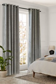 Blue Cosy Texture Lined Eyelet Curtains - Image 1 of 5