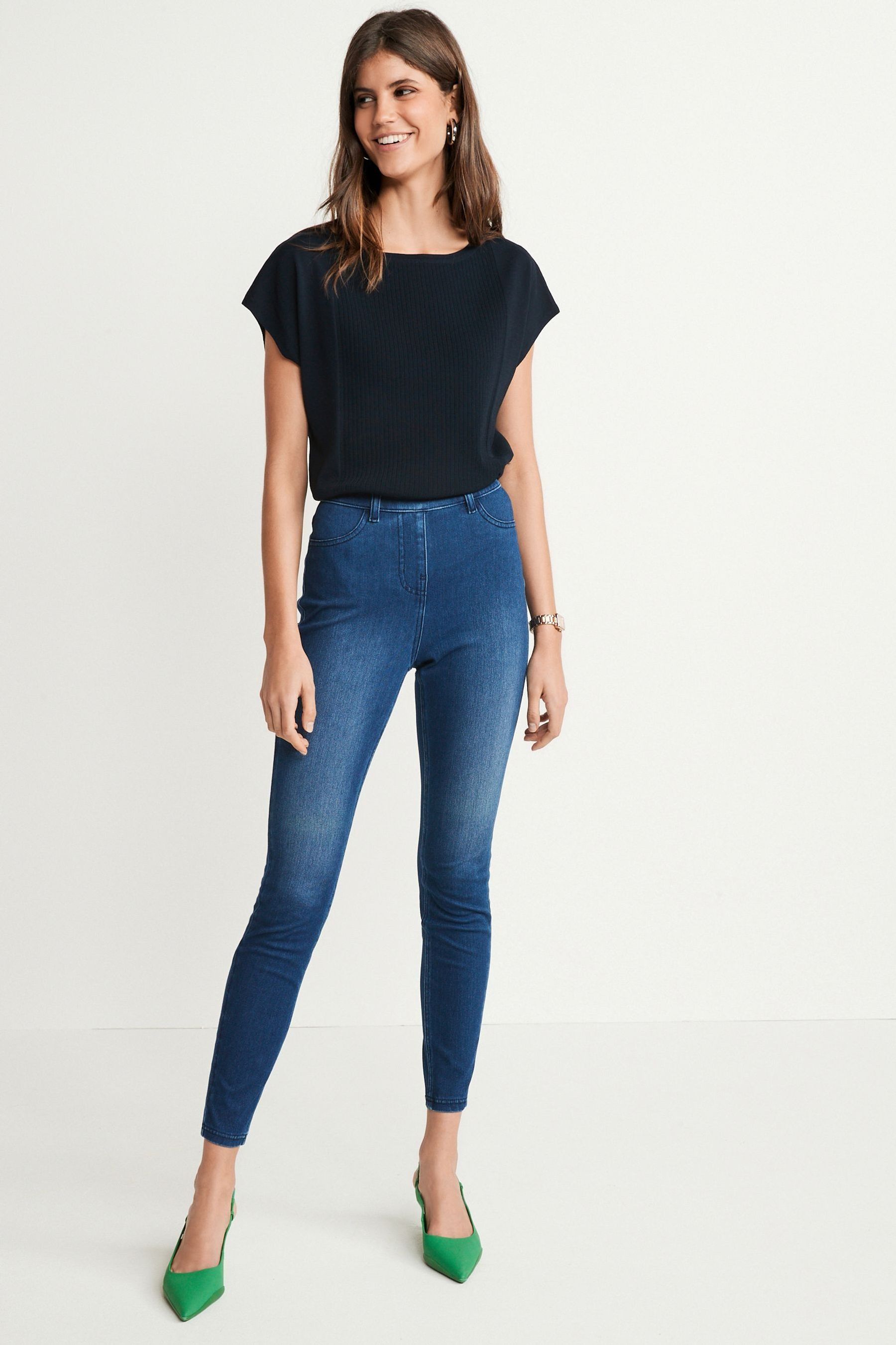 Buy Dark Blue Jersey Denim Leggings from Next Luxembourg