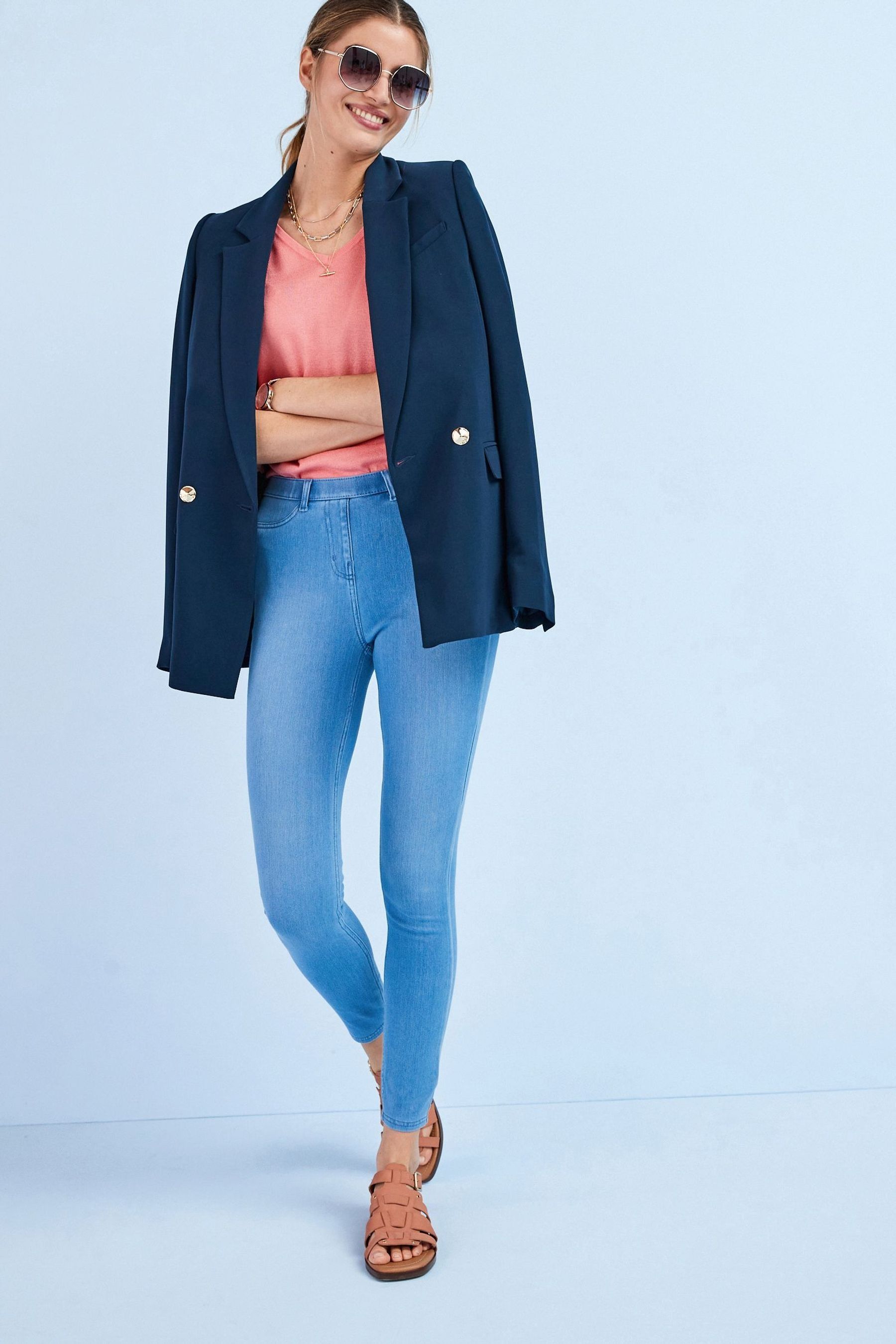 Buy Blue Bleach Jersey Denim Leggings from the Next UK online shop