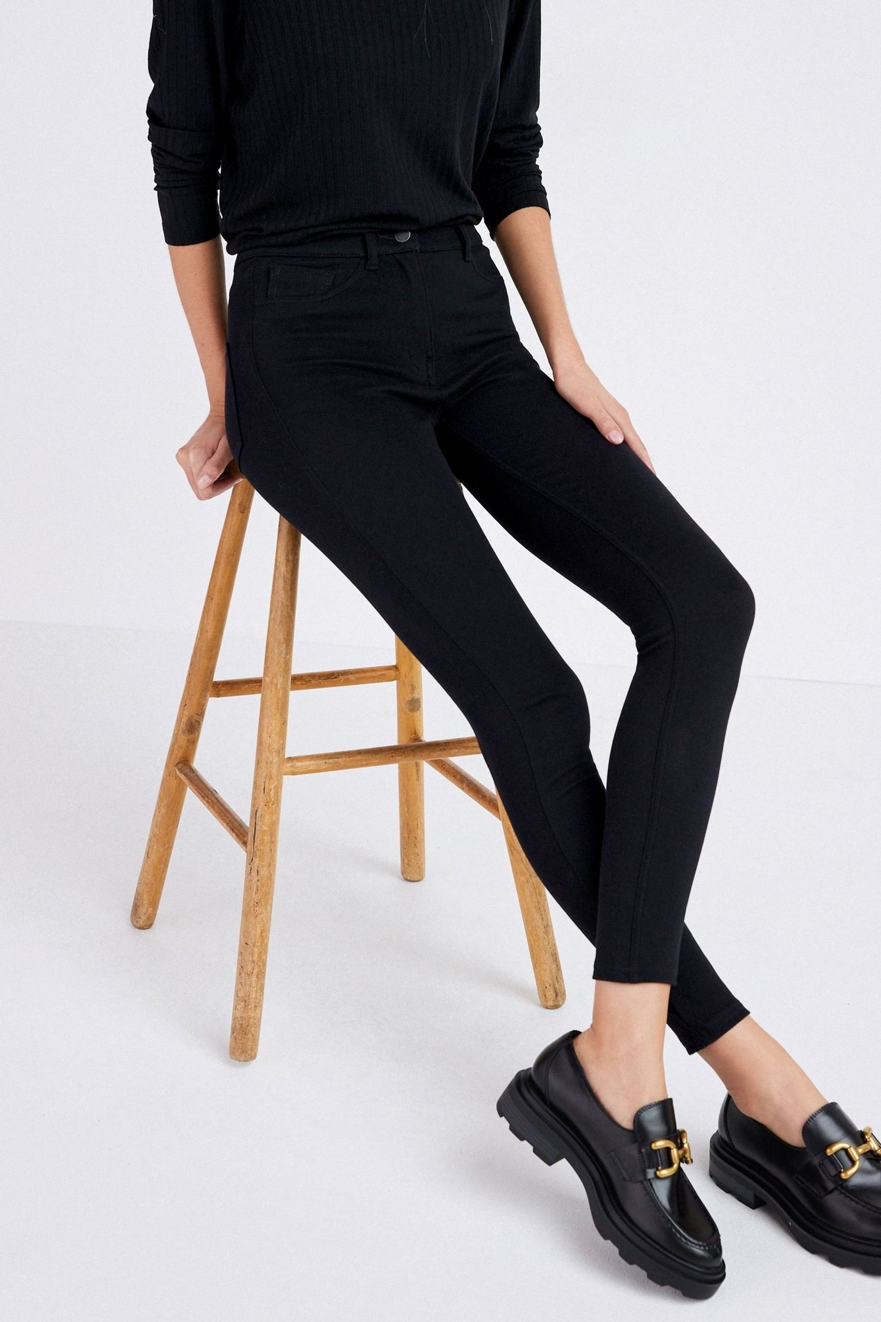 Buy Black Fly Fasten Jersey Denim Leggings from Next Slovakia