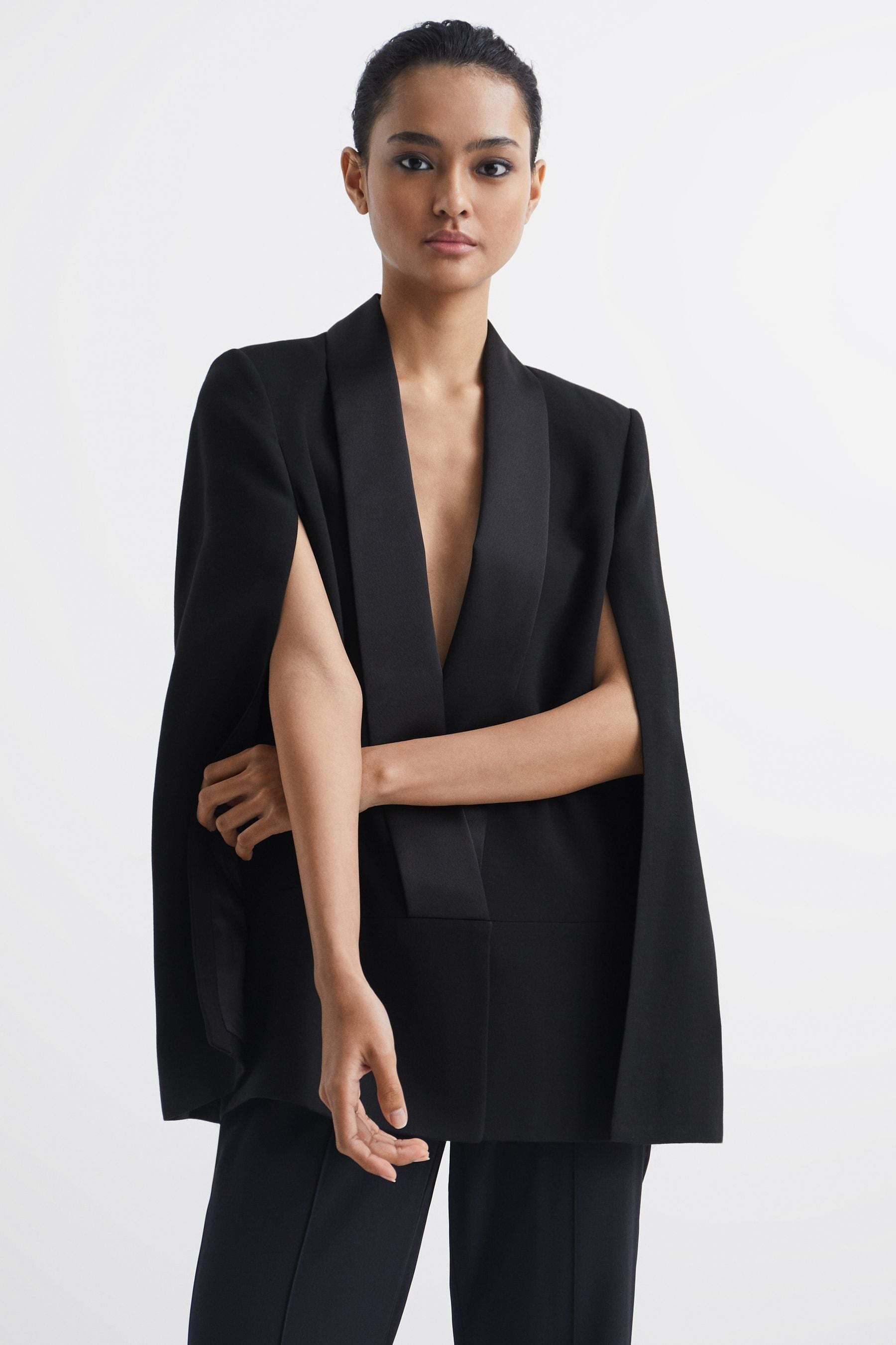 Buy Reiss Black Yana Tuxedo Cape Blazer from Next Lithuania