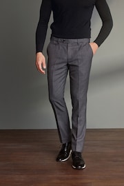 Grey Slim Fit Signature 100% Wool Trousers With Motion Flex Waistband - Image 2 of 6