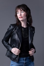 Lakeland Leather Black Toni Leather Biker Jacket - Image 4 of 10