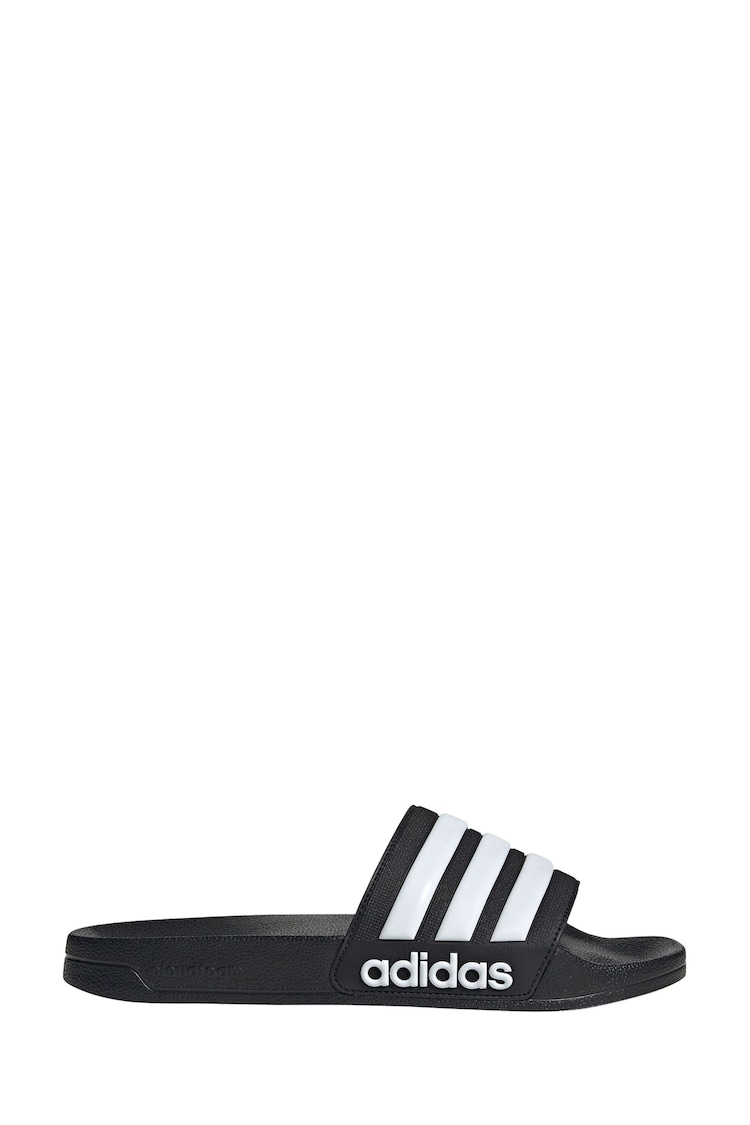 adidas Black/White Sportswear Adilette Shower Sliders - Image 1 of 9