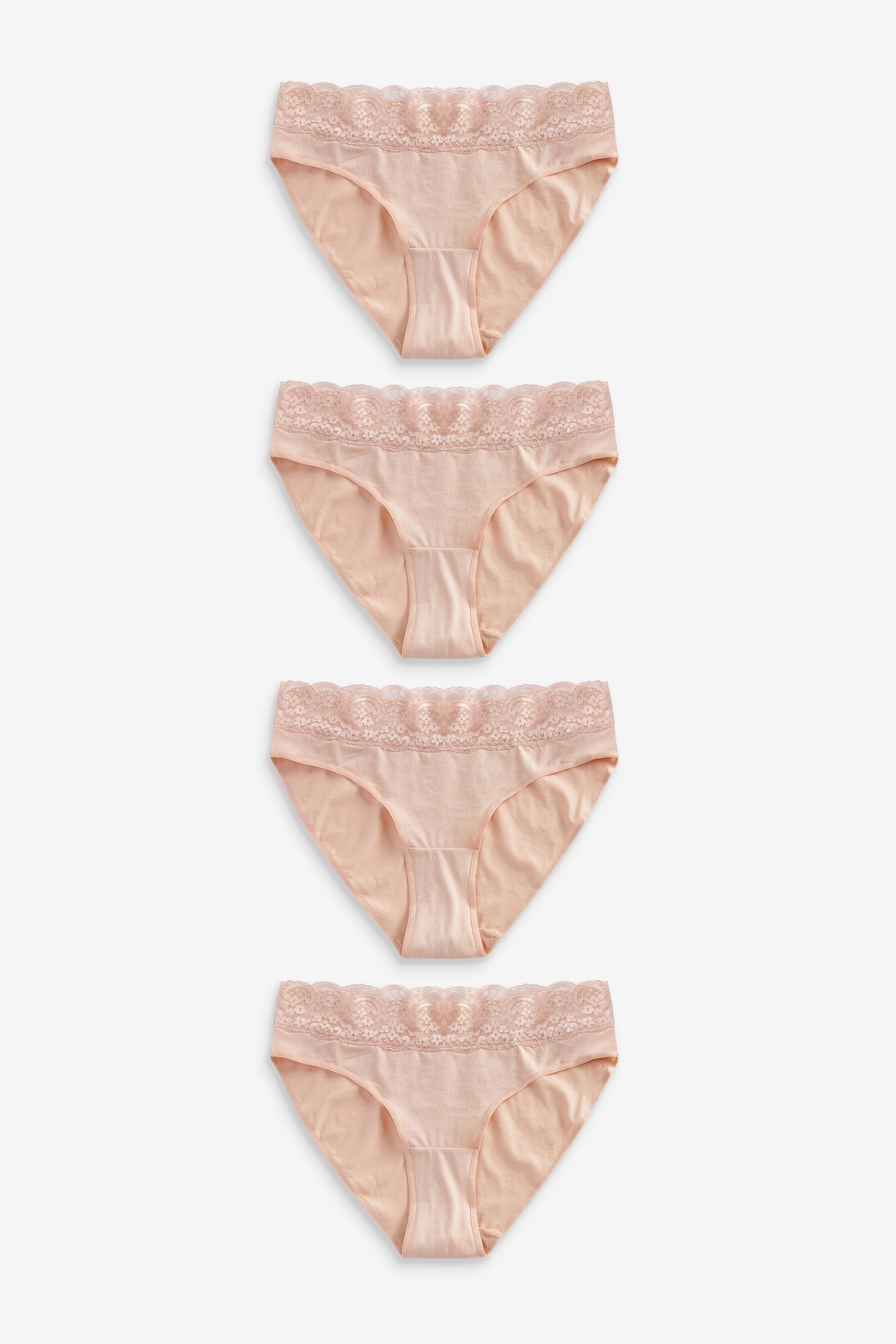 Buy Blush Pink High Leg Cotton and Lace Knickers 4 Pack from the Next UK online shop