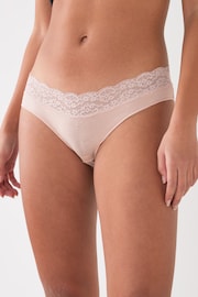 Blush Pink High Leg Cotton and Lace Knickers 4 Pack - Image 3 of 5