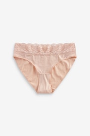 Blush Pink High Leg Cotton and Lace Knickers 4 Pack - Image 5 of 5