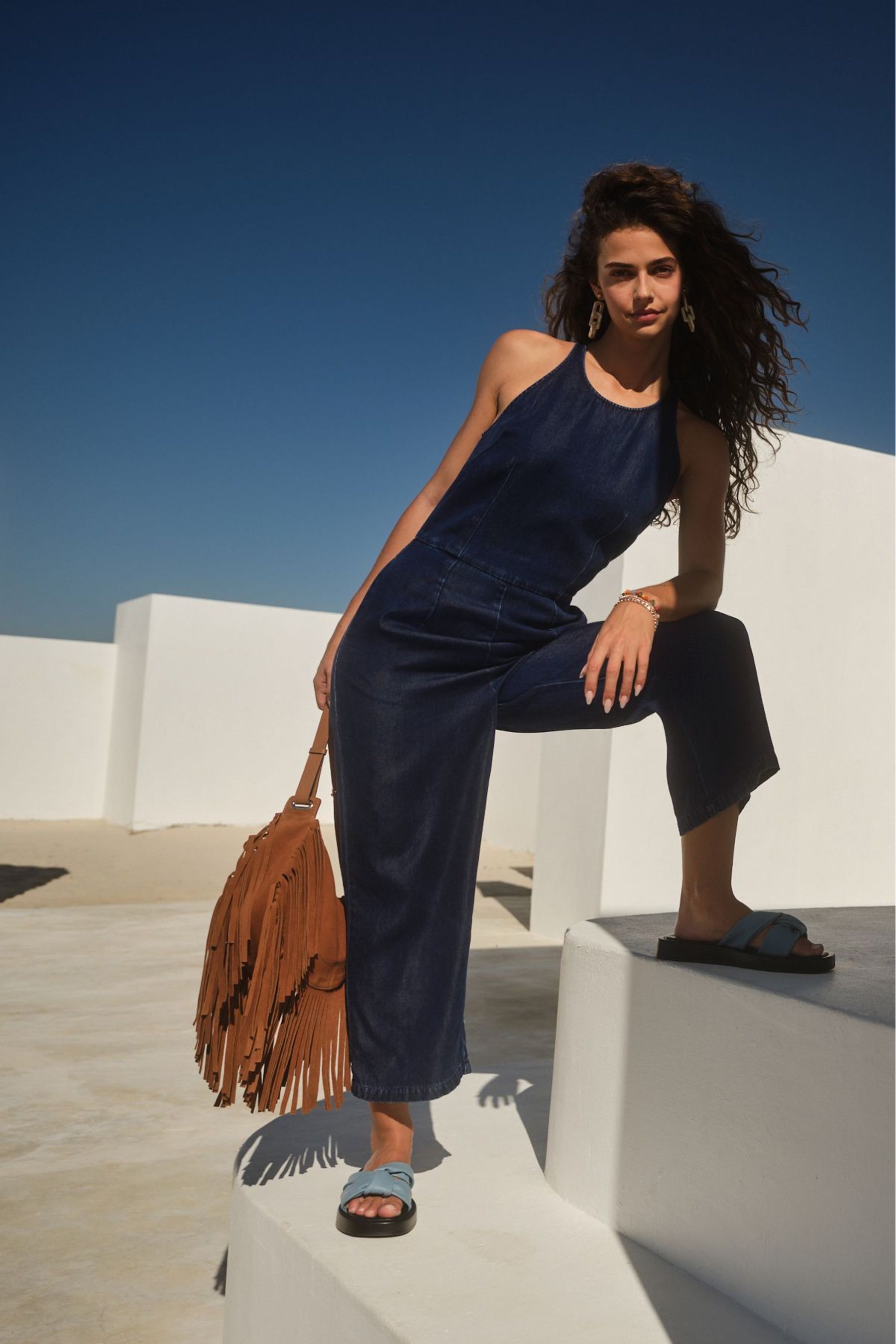 Navy cropped jumpsuit online